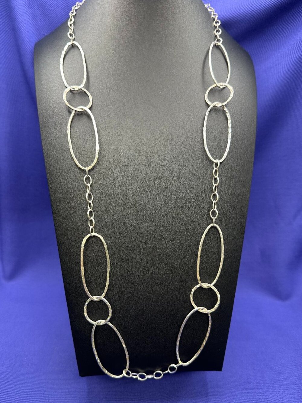 Sparkling Hammered Sterling Silver Open Link Necklace